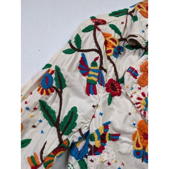 Johnny Was Blazer Womens Small Embroidered Birds Flowers Buttoned Floral White‎ - Picture 5 of 9